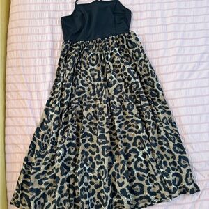 SHEIN Black and Tan Leopard Print Dress